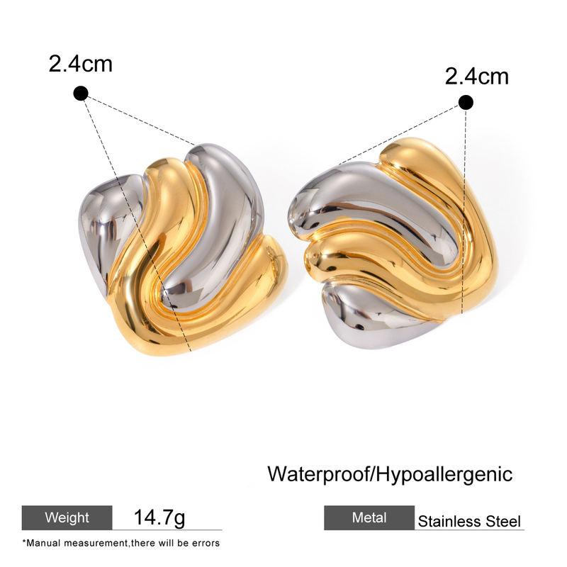 18K Gold Plated Stainless Steel Irregular Geometric Bump Earrings