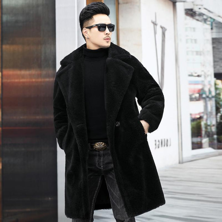 Men's Winter New Thickened Cashmere Long Warm Fur Coat