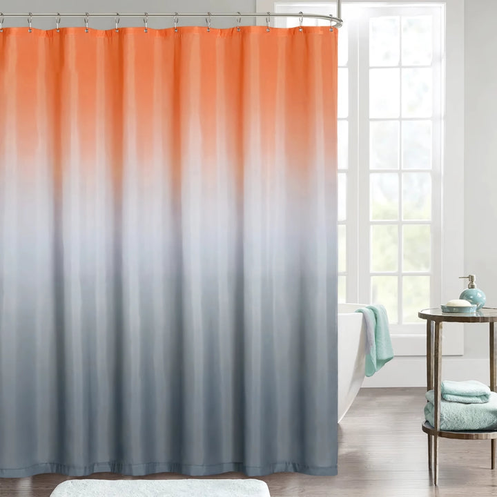 Waterproof Gradient Color Shower Curtain with Free Hooks