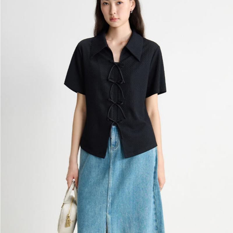 Elegant Chiffon Bow Top - Casual and Chic Black Blouse