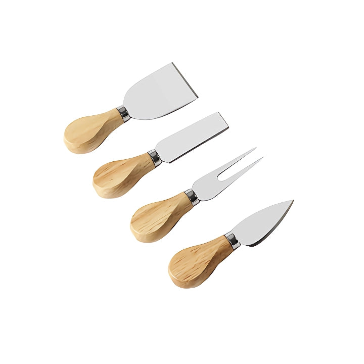 Stainless Steel Bamboo Handle Cheese Board and Knife Set