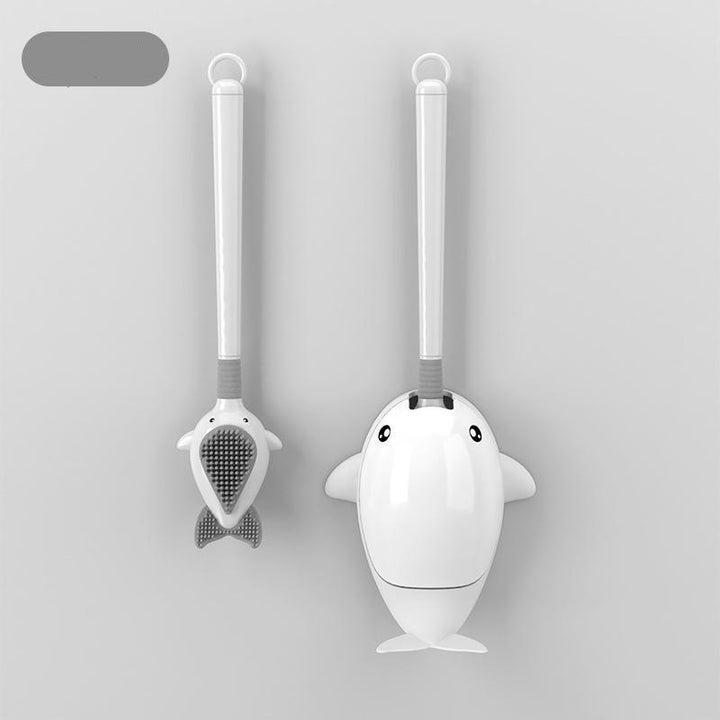 Whale-Themed Silicone Toilet Brush with Wall Mount