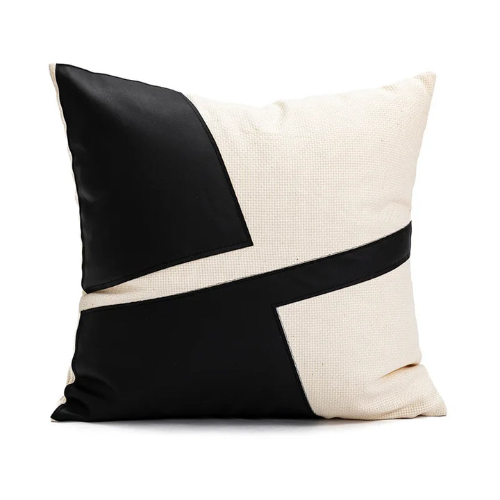 Modern PU Leather Patchwork Cushion Cover