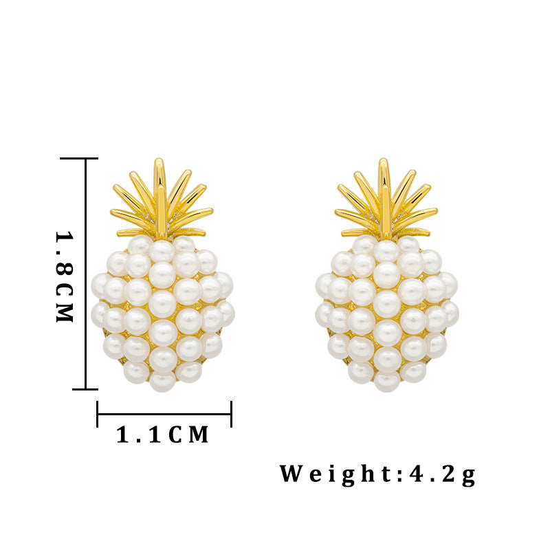 Elegant Pearl Pineapple Stud Earrings for Women