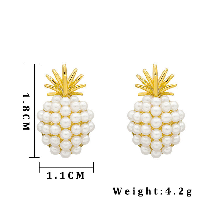 Elegant Pearl Pineapple Stud Earrings for Women