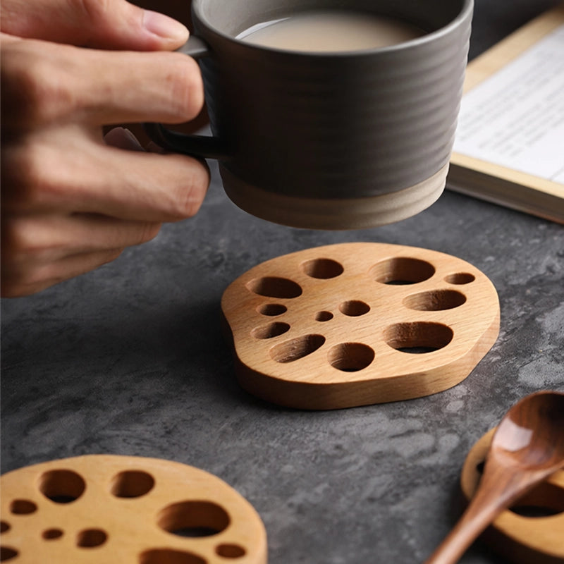 Beechwood Lotus Root Shape Drink Mat