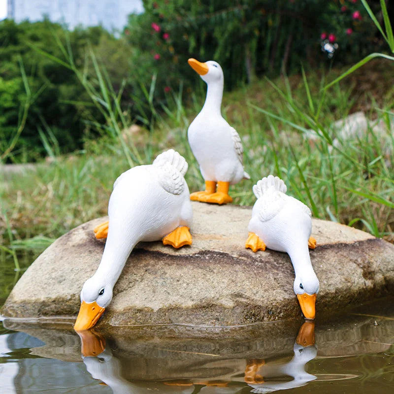 Charming Duck Figurine Sculptures for Home and Garden Decor