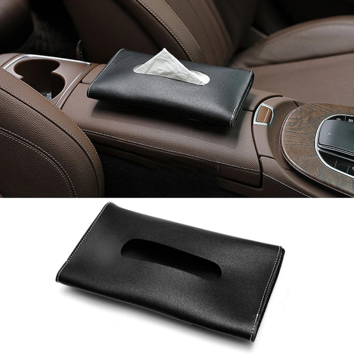 PU Leather Car Sun Visor Tissue Box Holder