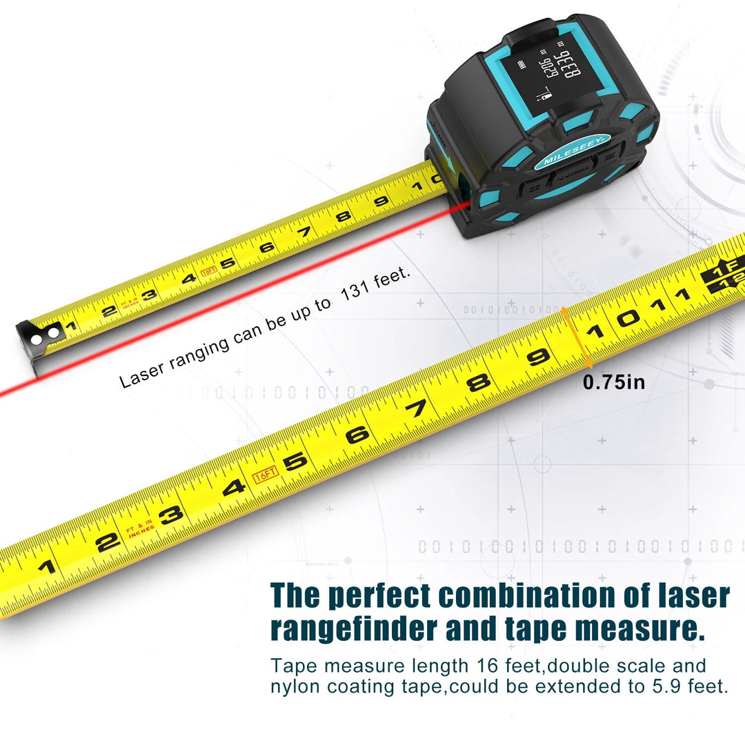 40M 2-In-1 Digital Laser Tape Measure & Rangefinder