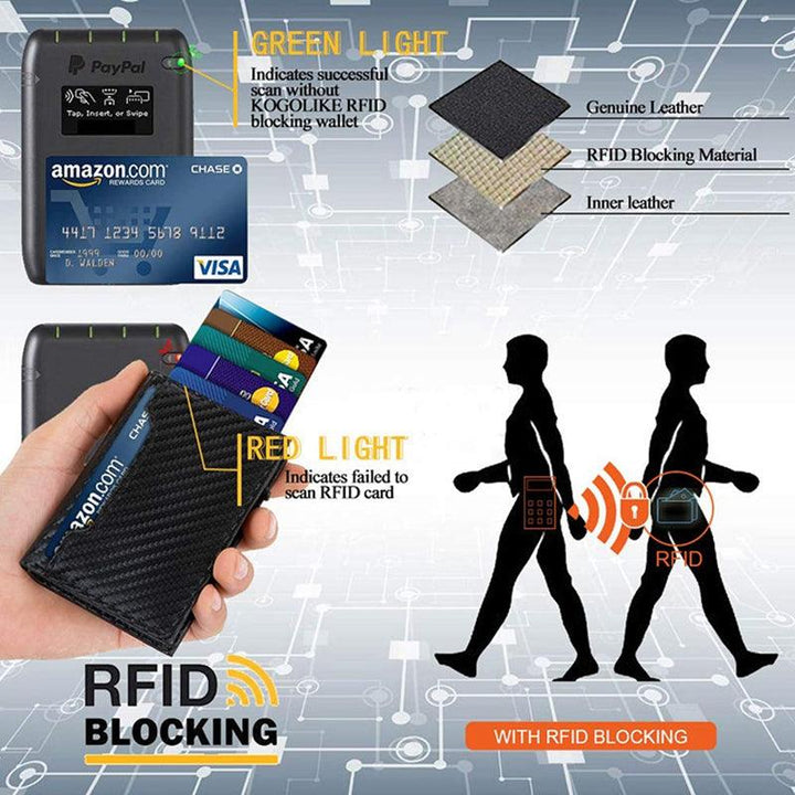 Anti-magnetic Aluminum Box Card Clip Buckle Cowhide Money Clip Automatic Card Bag - Trendha
