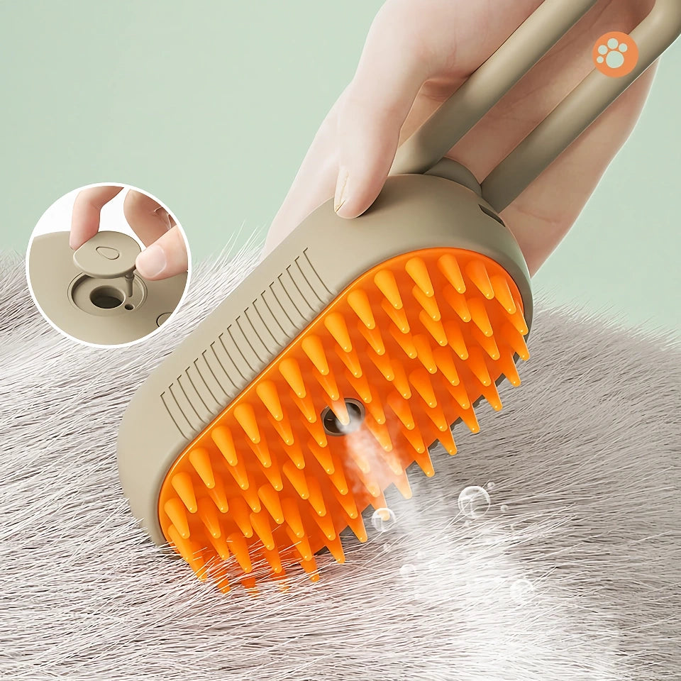 3-in-1 Electric Cat Grooming Brush with Steam, Massage & Comb Function