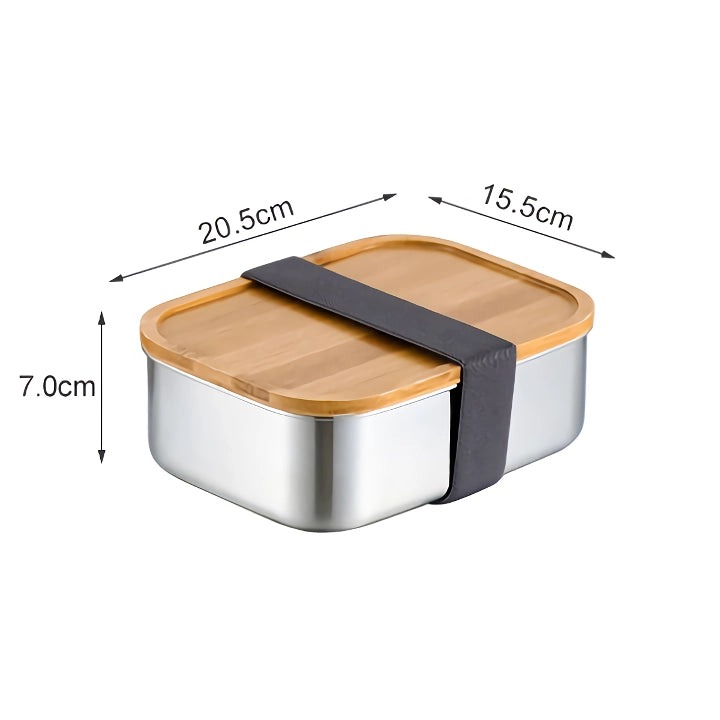 Eco-Friendly Stainless Steel Bento Box with Bamboo Lid