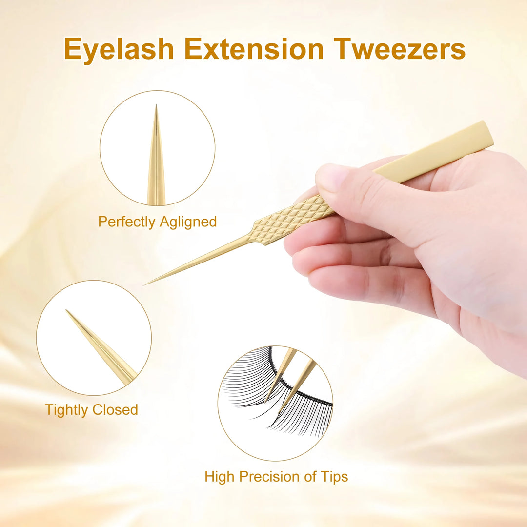 Precision Fiber Tip Eyelash Extension Tweezers - Antistatic Straight Tool