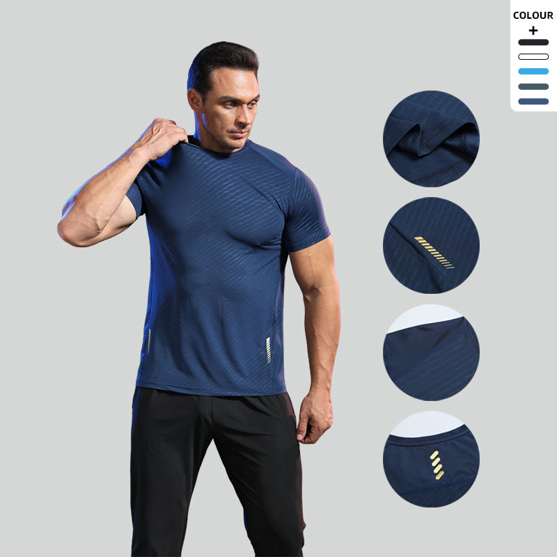 New Summer Short Sleeve Round Neck Quick-drying Breathable Sports T-shirt Men