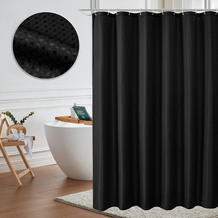 Classic Waffle Shower Curtain with Hooks