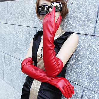 Long Elbow Faux Leather PU Glove Armguard Sleeve