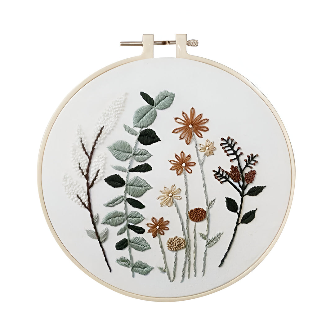 Beginner Floral Embroidery Kit with Cross Stitch Patterns