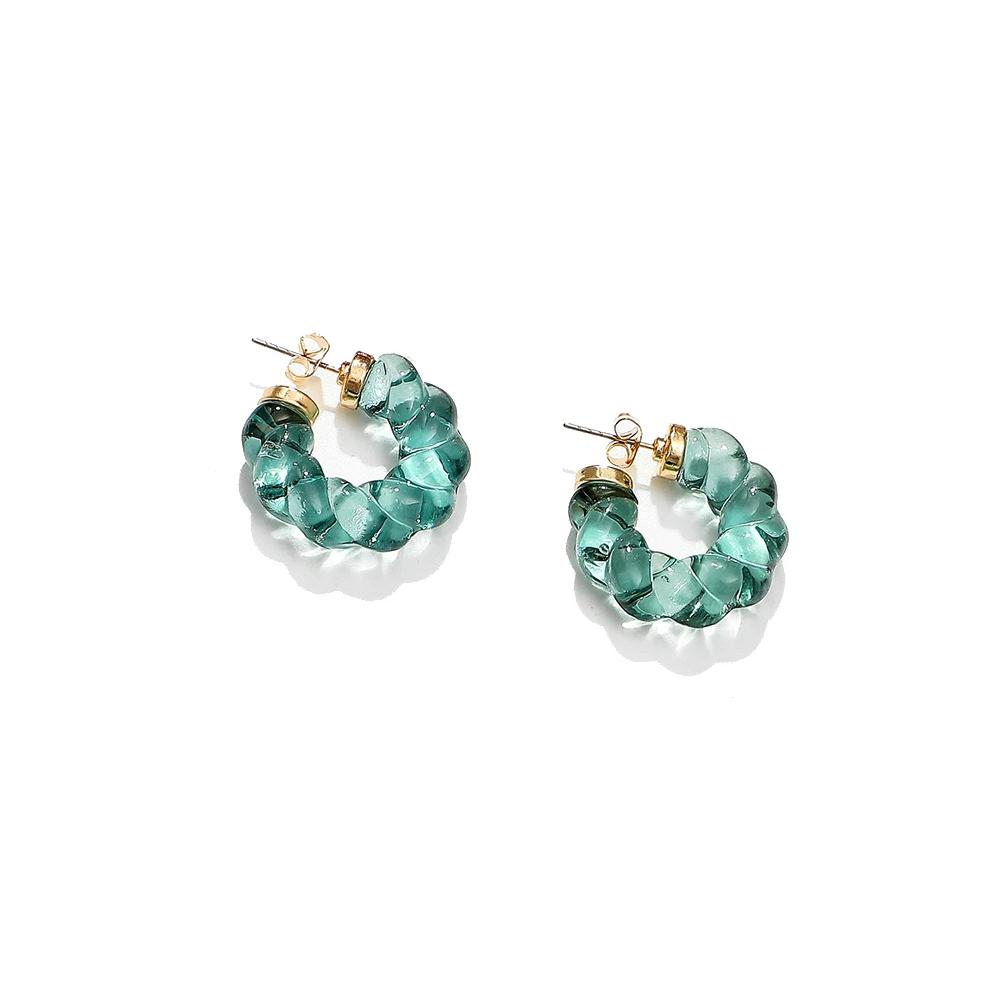 Chic Resin Twist Hoop Earrings - Stylish C-Shaped Earrings