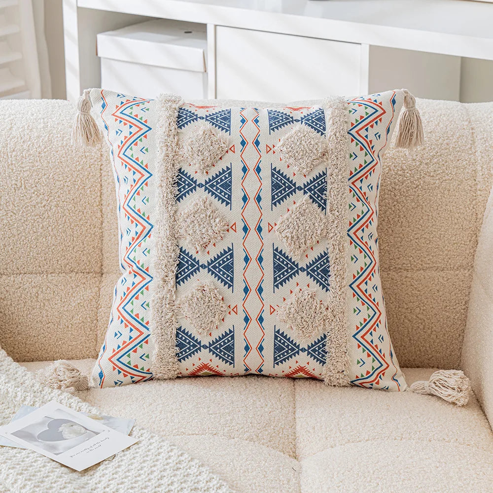 Boho Geometric Tufted Cushion Cover – Decorative Pillow for Home and Sofa