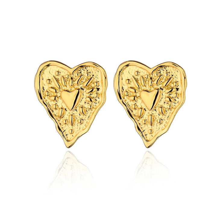 Irregular Heart Stainless Steel Stud Earrings – Minimalist Fashion Statement