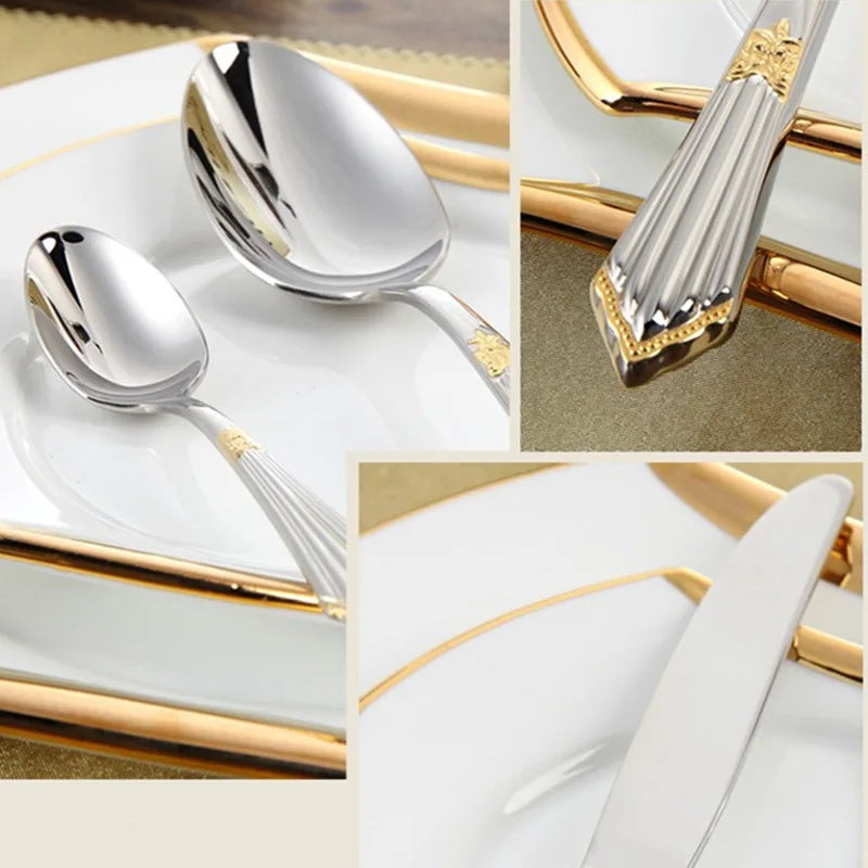 4-Piece Luxury Gold Inlay Cutlery Set