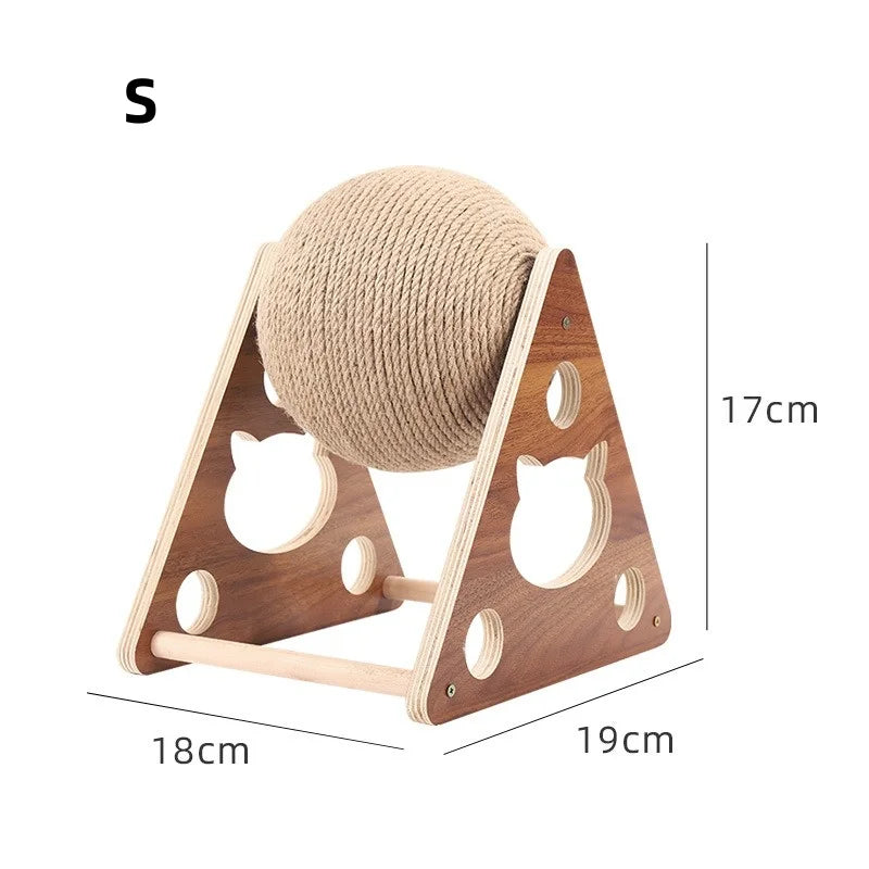 Natural Sisal Cat Scratching Ball with Solid Wood Base