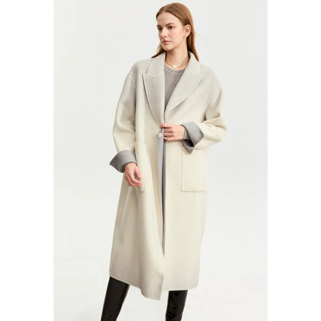 Elegant Gradient Woolen Coat for Women