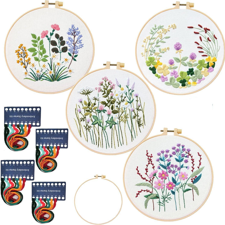 Floral Embroidery DIY Kit with Hoop