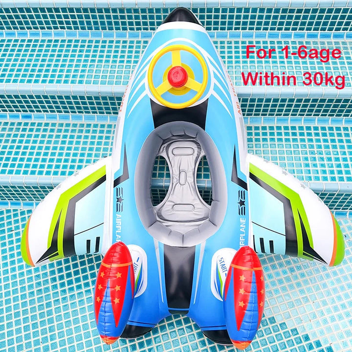 Inflatable Airplane Swim Ring with Seat for Kids