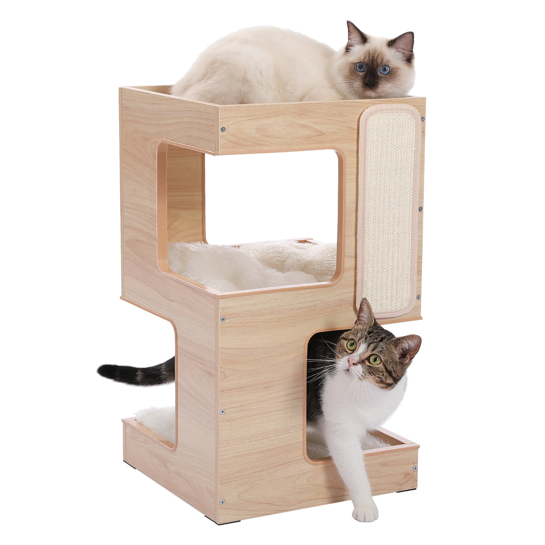 Modern Multi-Level Cat Tree with Scratch Pad