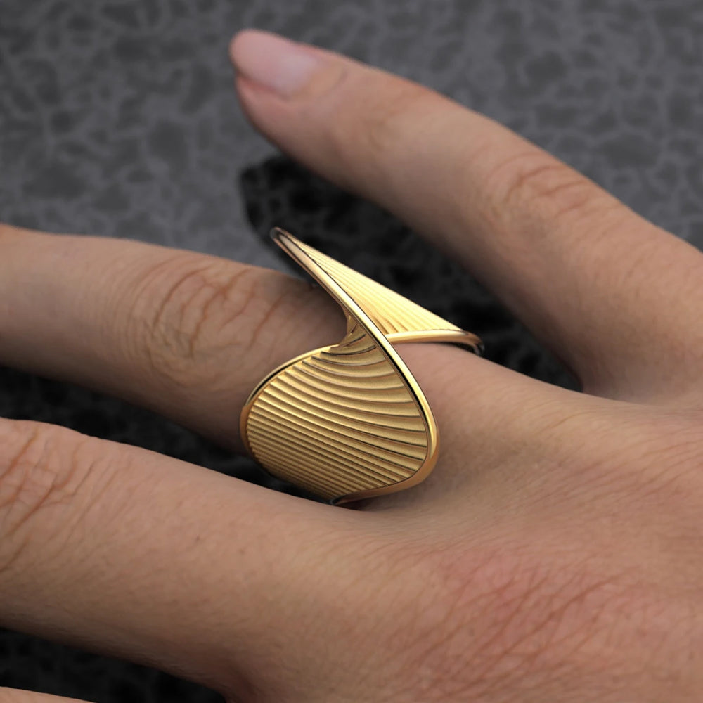 Minimalist 18K Gold Plated Stainless Steel Torsion Ring