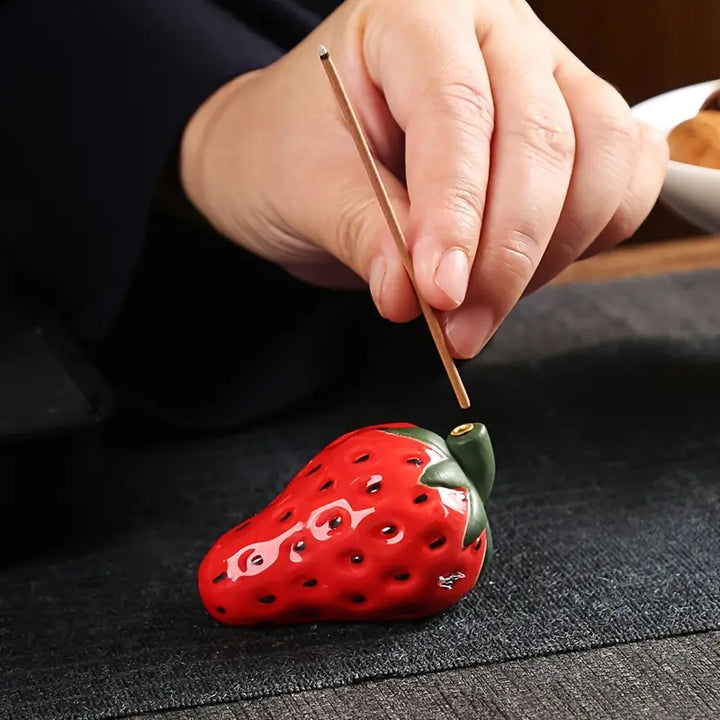 Porcelain Strawberry Incense Holder