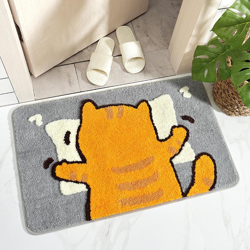 Charming Cartoon Flocking Non-Slip Bathroom Mat