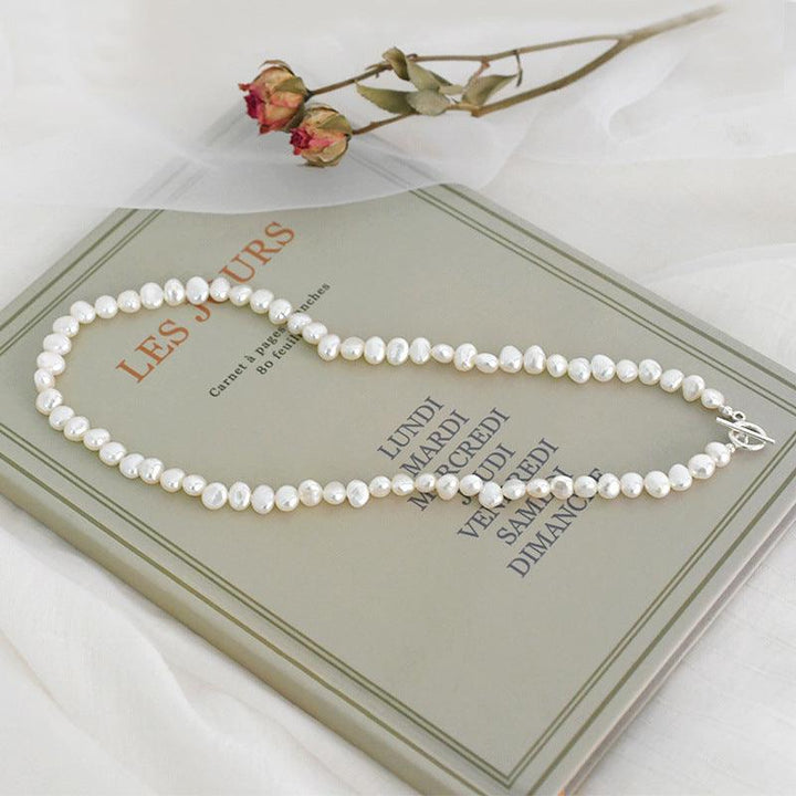Baroque Pearl Necklace 925 Silver OT Buckle Female - Trendha