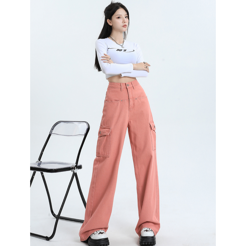 Pink High Waist Baggy Jeans | Straight-Leg Denim Pants for Women | Y2K Vintage Style