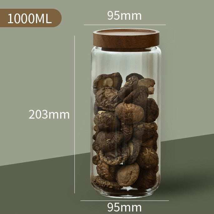 Wood Lid Glass Airtight Canisters