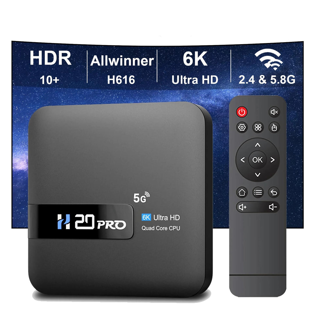 H20PRO Smart Android TV Box 4K 16GB Dual-Band WiFi Media Player