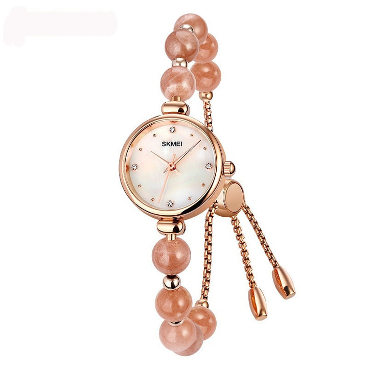 Fashionable All-match Elegant Women's Quartz Watch Pearl Natural Stone Strap Bracelet Watch