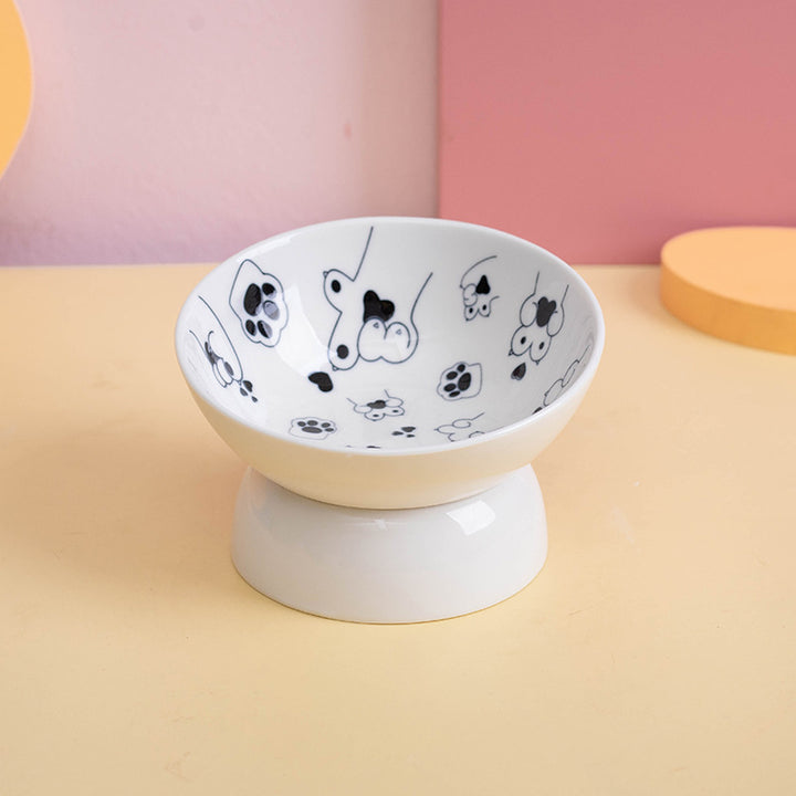 Cute Cartoon Ceramic Cat Bowl with High Stand