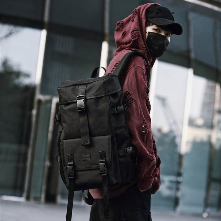 Black Large Capacity Travel Tooling Backpack - Trendha