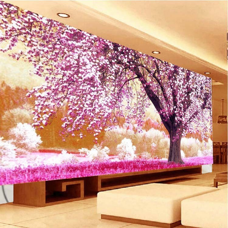 Cross Living Room Forest Landscape Painting Flowers Blooming Rich Trees Place Of First Love