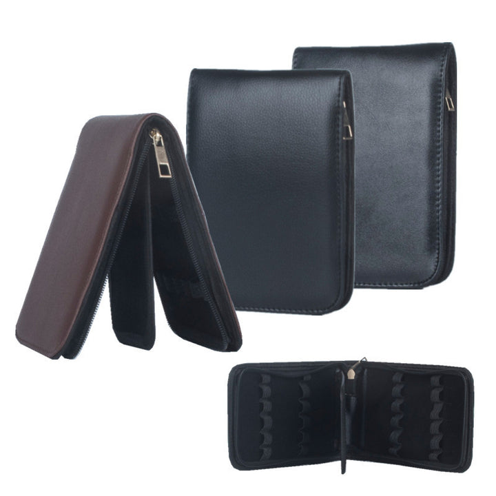 Large Black Fountain Pen PU Leather Storage Case