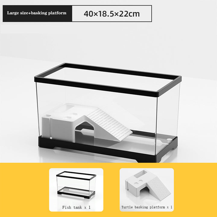 Crystal Clear Turtle Tank with Drain and Basking Platform