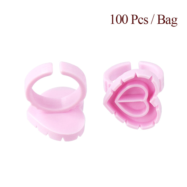 Heart-Shaped Disposable Eyelash Glue Rings - 100Pcs