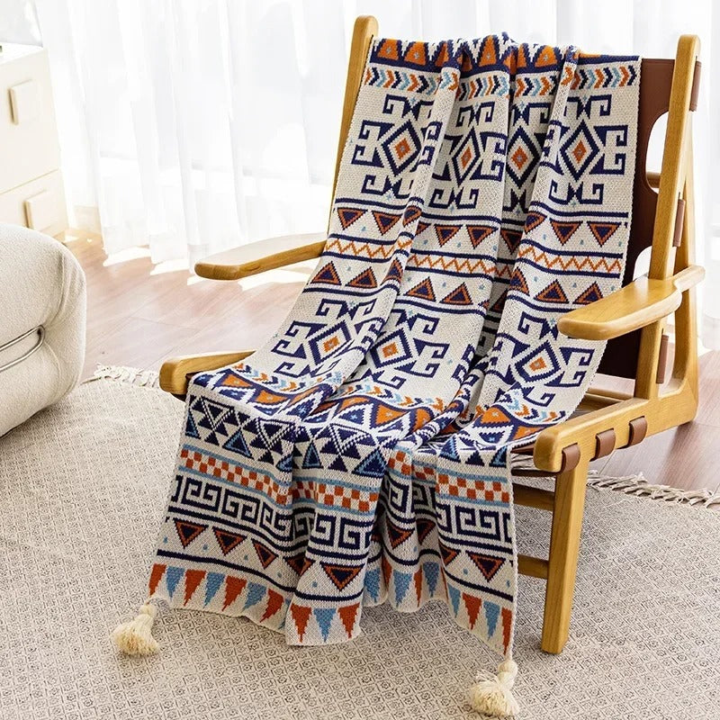 Bohemian Knitted Throw Blanket