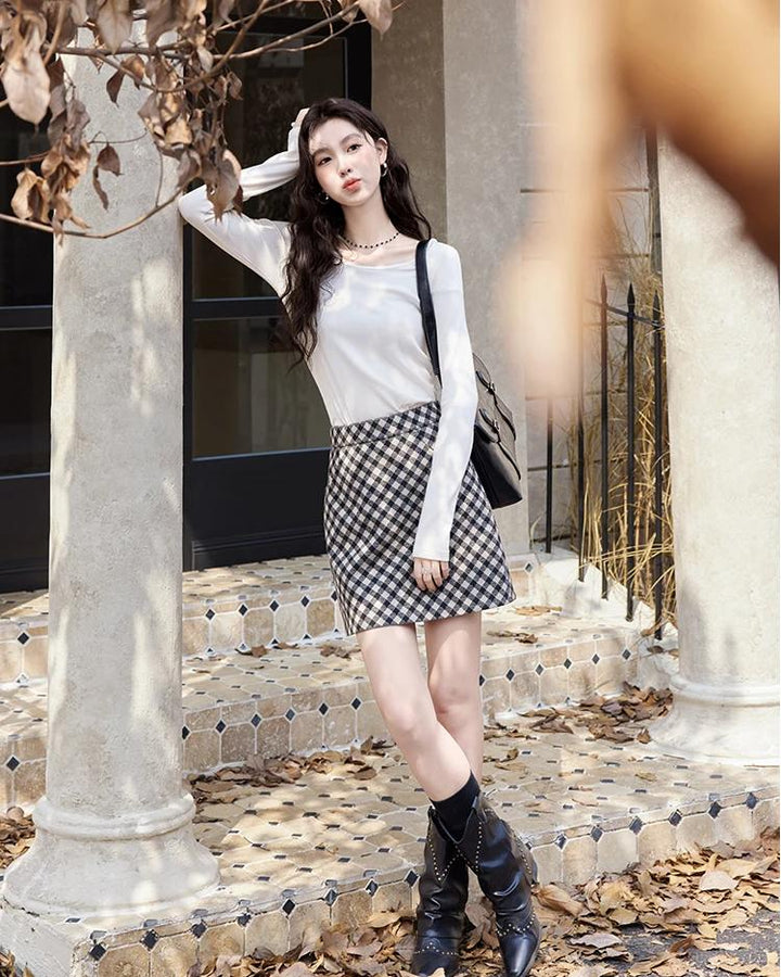 Retro Plaid High Waist A-Line Mini Skirt