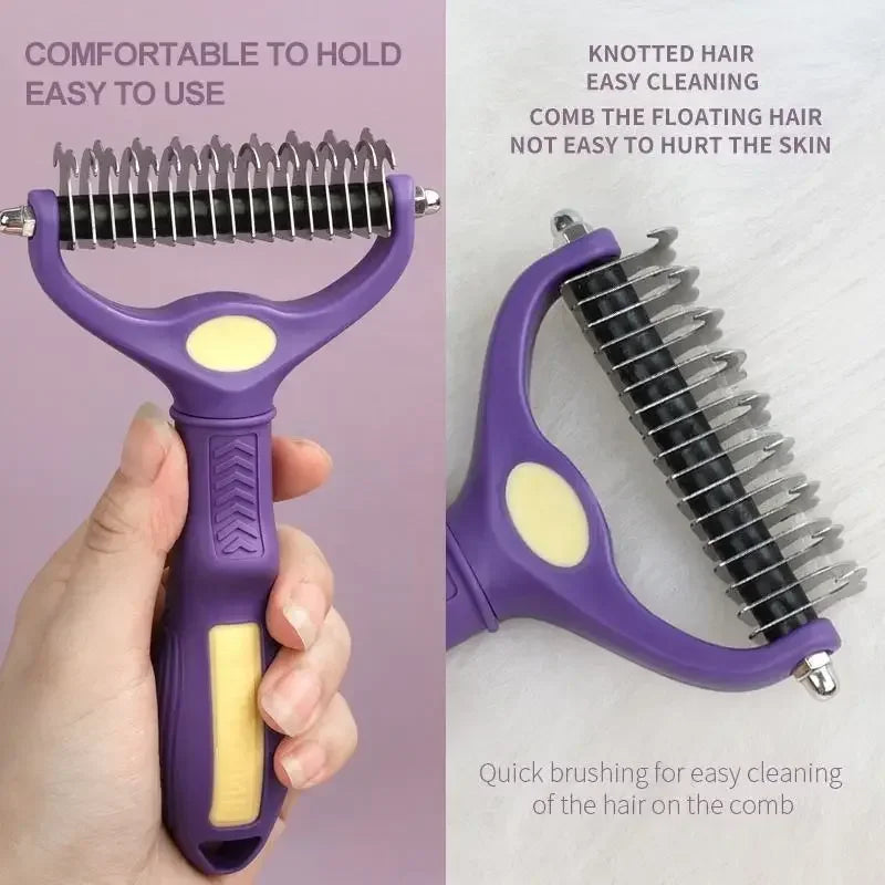 2-in-1 Pet Grooming Brush & Deshedding Tool for Dogs and Cats