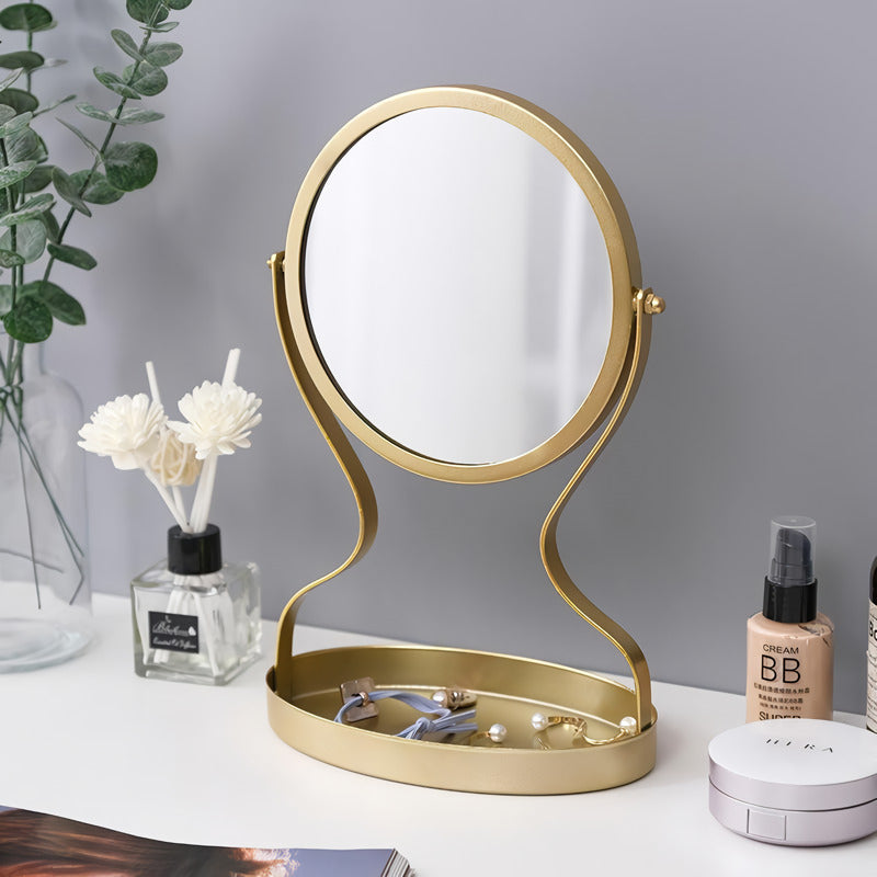 Creative Metal Vanity Mirror with Multifunctional Jewelry Storage