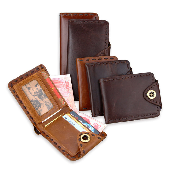 Vintage Men's Long Oily Leather First Layer Cowhide Wallet