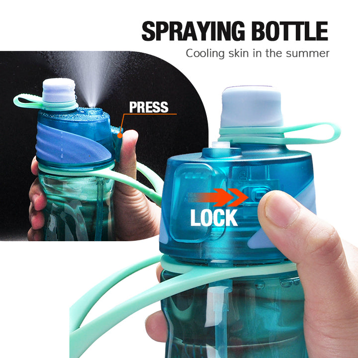 950ml Dual-Function Sports Water Bottle with Spray Feature